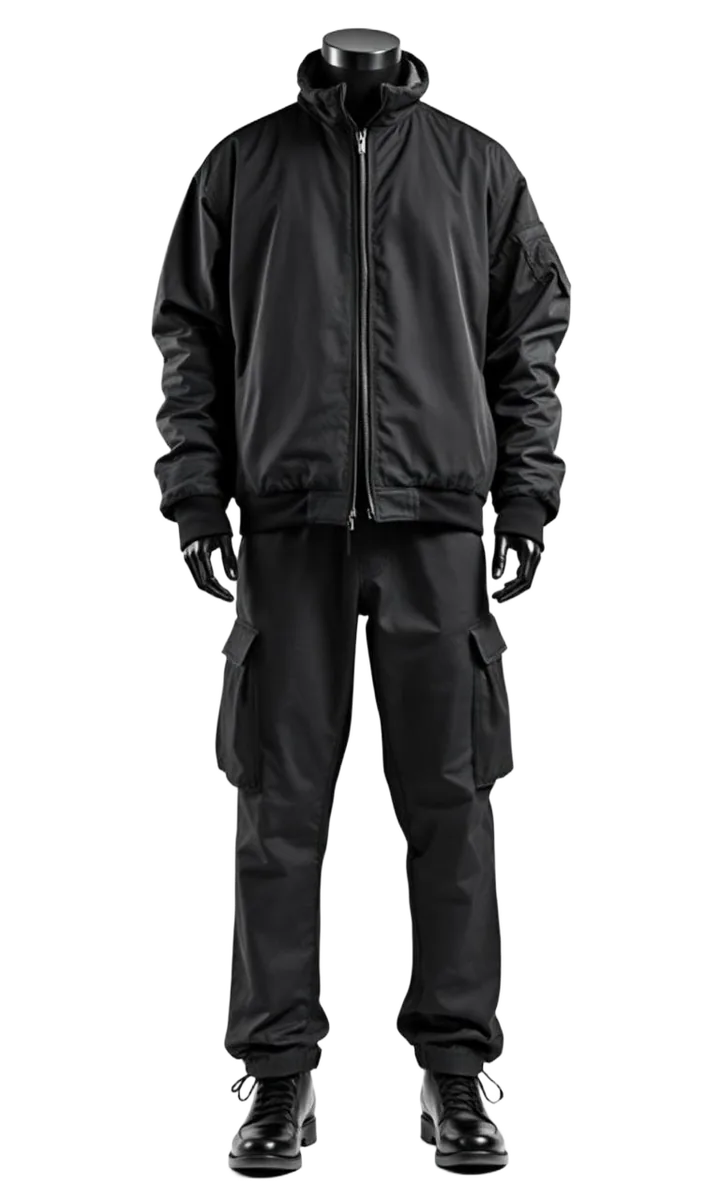 Obsidian Bomber outfit rotating 360 degrees